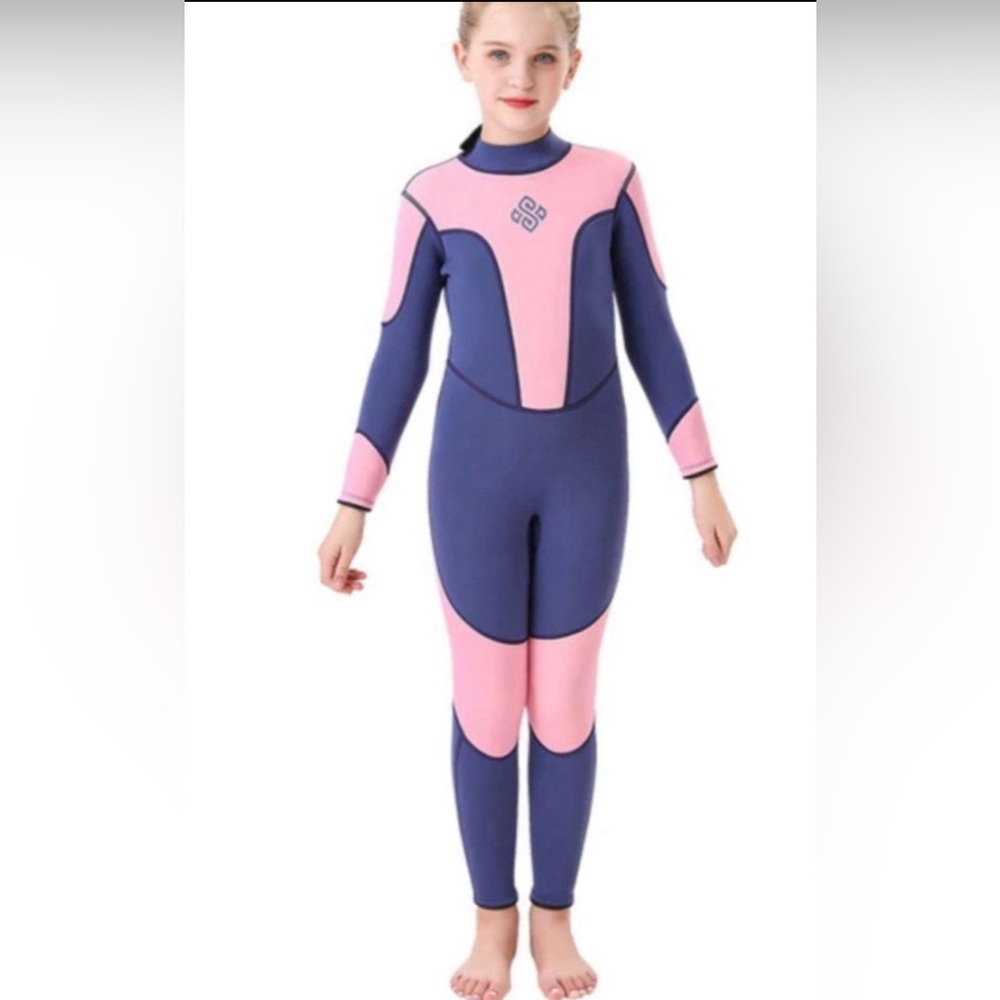 Seaskin Kids Swim Wetsuit in Blue and Pink
